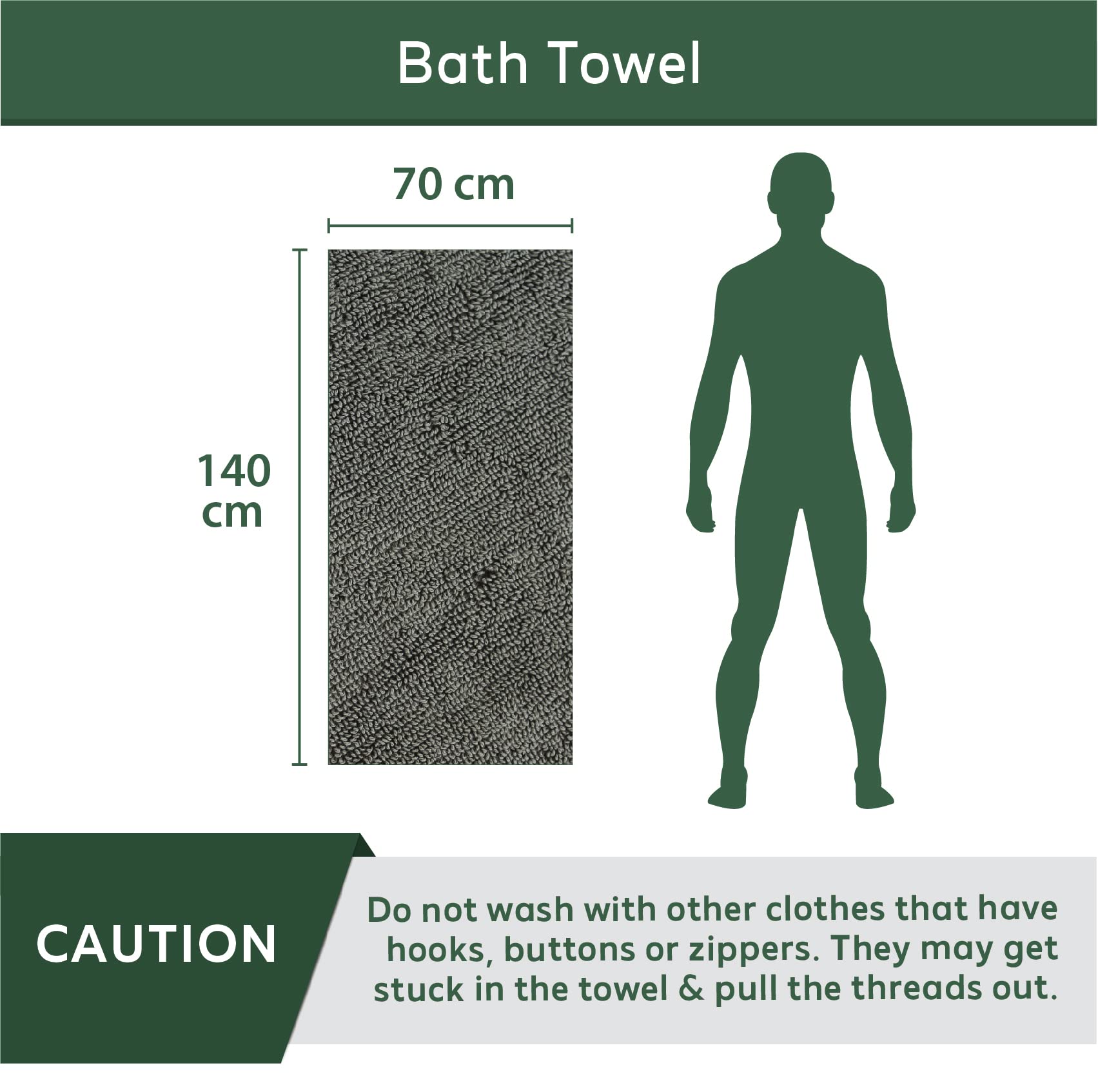 HEELIUM Bamboo Bath Towel | Ultra Absorbent | 3X Softer Than Cotton Towels | 140 x 70 cm - 600 GSM | Pack of 1 - Grey - Image 2