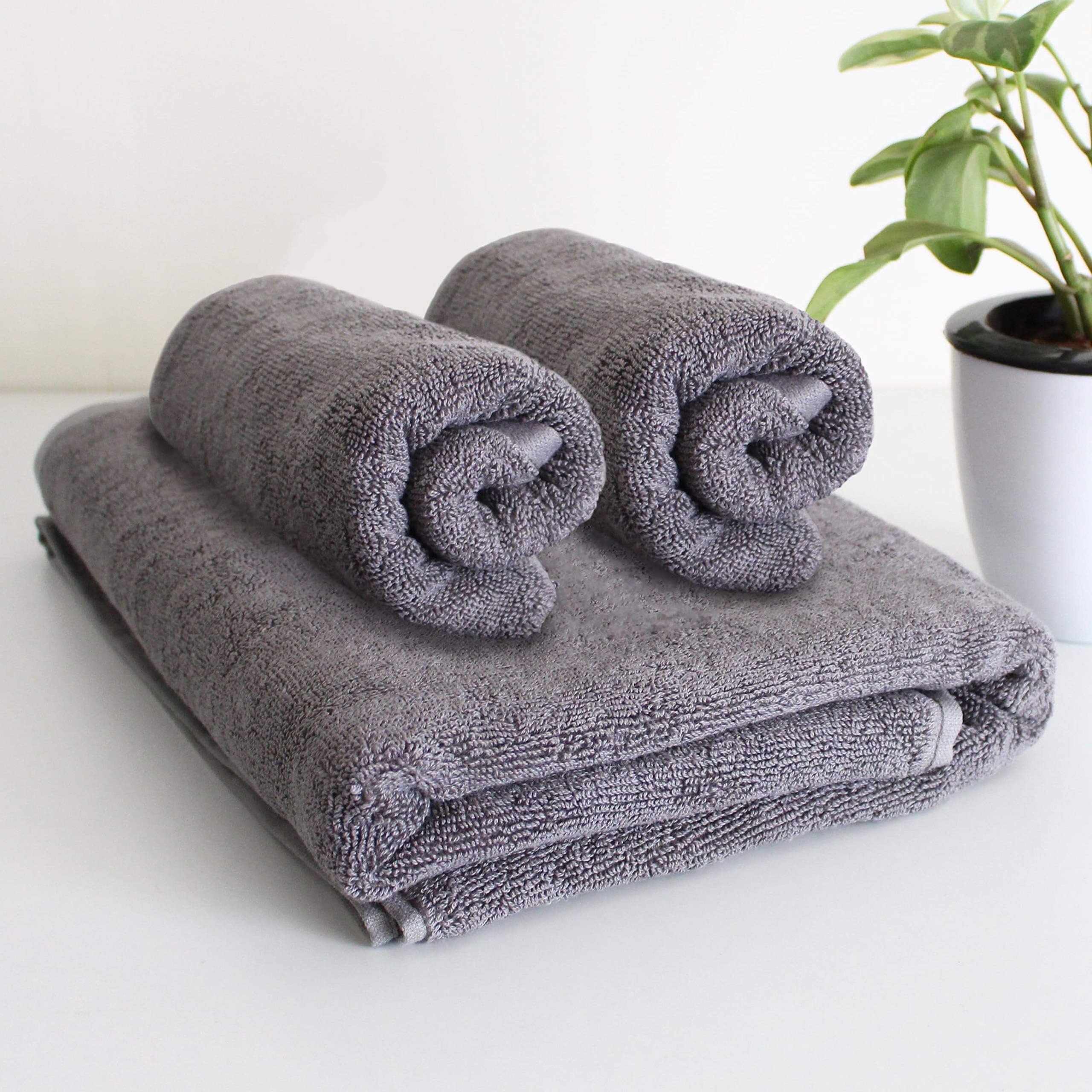 HEELIUM Bamboo Bath Towel | Ultra Absorbent | 3X Softer Than Cotton Towels | 140 x 70 cm - 600 GSM | Pack of 1 - Grey